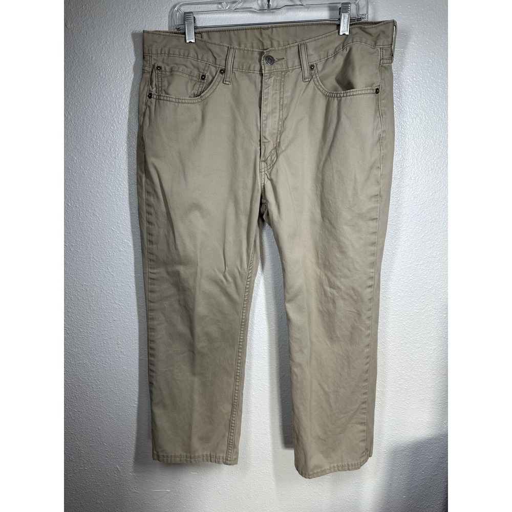 Levis 514 Jeans Mens 36x30 Khaki Tan Twill Straight Leg Low Rise Zip‎ Fly Casual